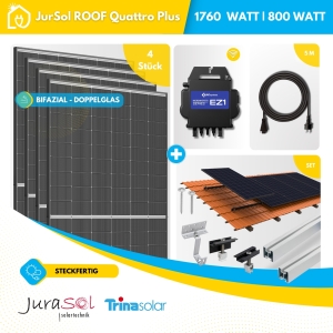 JurSol ROOF Quattro Plus 1760 Watt Balkonkraftwerk für Ziegeldach - Trina Bifazial -